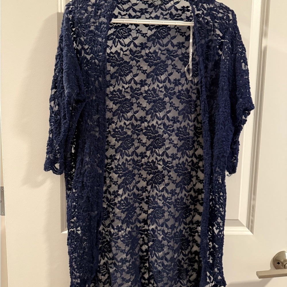 NWOT Rue21 Dark Blue Floral Lace Top
